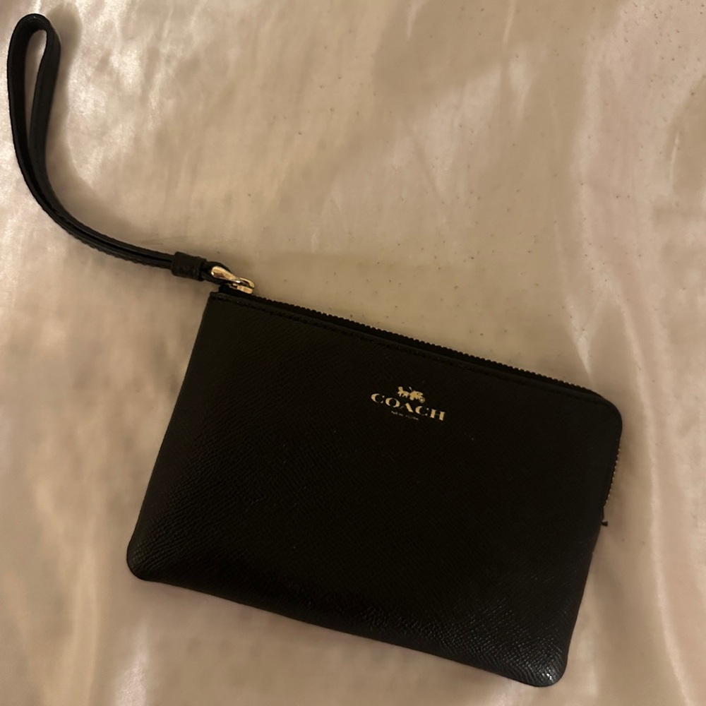 Coach Sleek Black Leather Wristlet